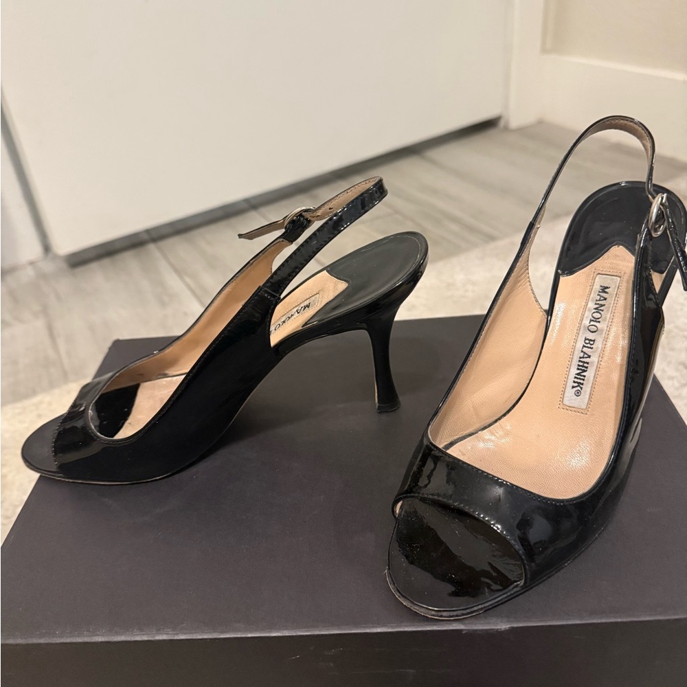 Manolo Blahnik, size 36, black patent leather